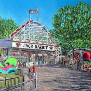 Jack Rabbit Roller Coaster, Rochester, NY - Art Print Based on a Bix DeBaise Original Pastel