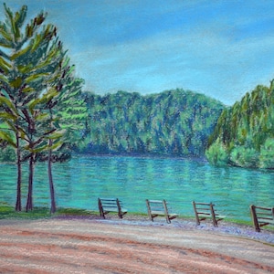 Green Lakes (NY) State Park - an art print of a Bix DeBaise original pastel drawing