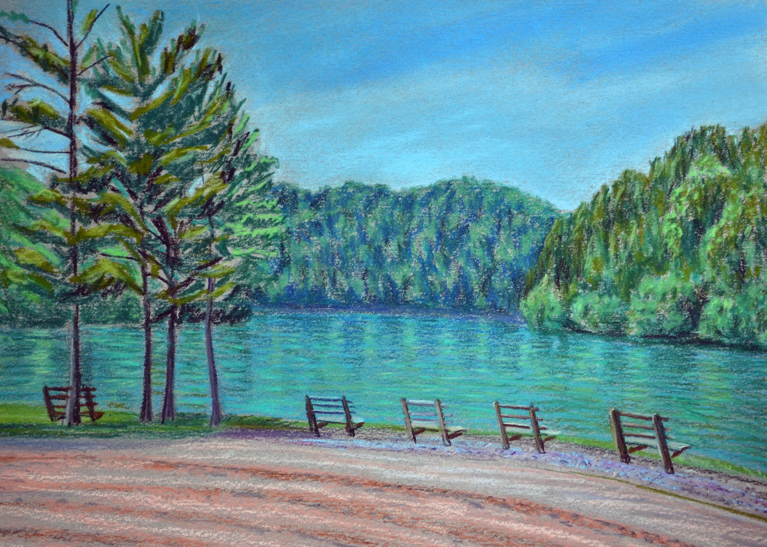 Green Lakes (NY) State Park - an art print of a Bix DeBaise original pastel drawing