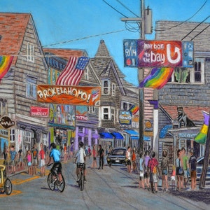Provincetown Art Print and Original - pastel drawing by Bix DeBaise (Free Shipping)