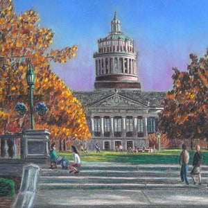 University of Rochester - an art print of a Bix DeBaise original pastel drawing