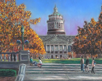 University of Rochester - an art print of a Bix DeBaise original pastel drawing