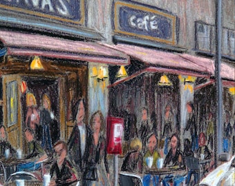 Java's Cafe - Art Print of an Original Pastel Drawing by Bix DeBaise