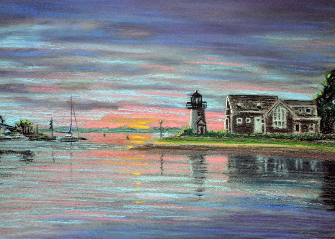 Hyannis Sunrise, Cape Cod an Art Print of a Bix Debaise Original Pastel