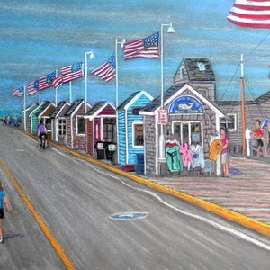 MacMillan Pier, Provincetown - an Art Print of an Original Pastel Drawing by Bix DeBaise