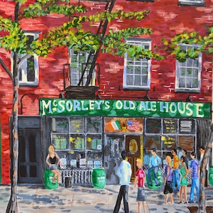 McSorley's Old Ale House, NYC - una stampa artistica di un dipinto acrilico originale di Bix DeBaise