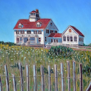 Impression phare du phare de Cape Cod (à la plage des garde-côtes) - pastel Bix DeBaise