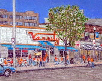 Varsity Pizza, Syracuse, NY - an art print of a Bix DeBaise original pastel drawing