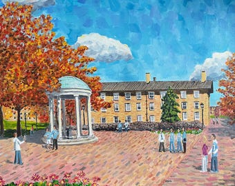 University of North Carolina (UNC) Old Well - an ORIGINAL Bix DeBaise acrylic painting