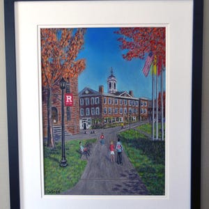 Rutgers University Campus - an ORIGINAL pastel drawing by Bix DeBaise