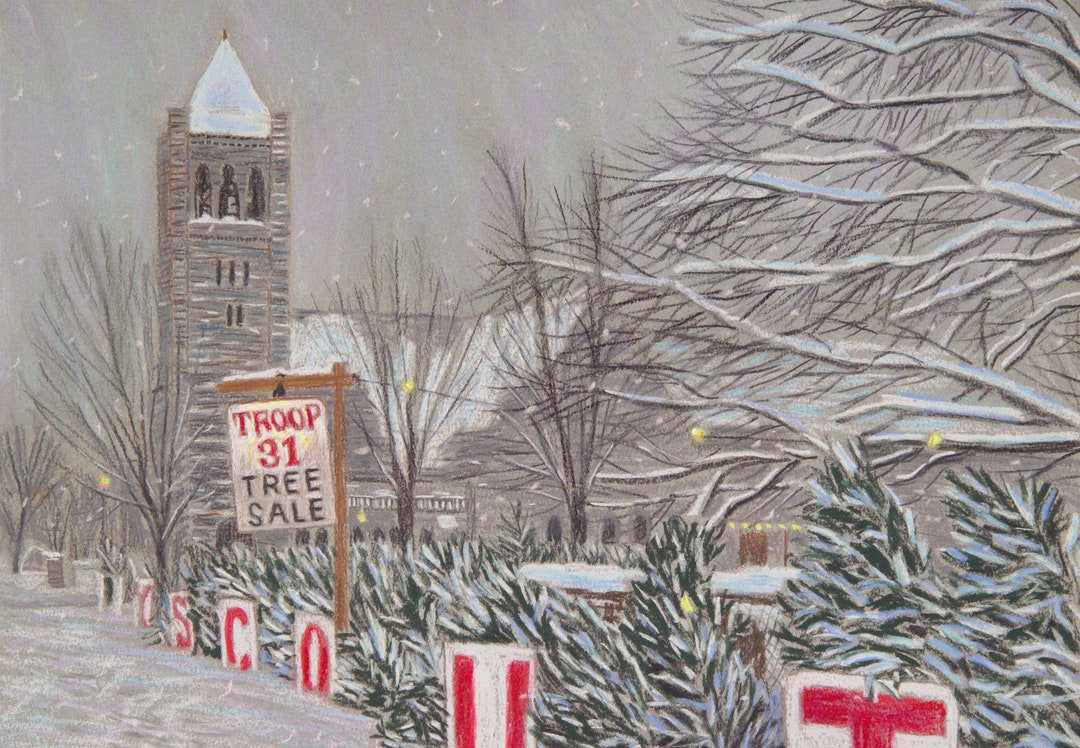 Boy Scout Christmas Tree Sale Rochester Matted Print of a Bix Etsy