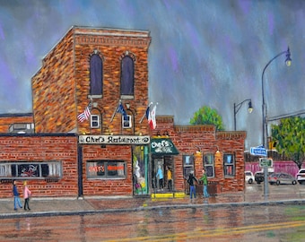 Chef's Restaurant, Buffalo, NY - an art print of an original Bix DeBaise pastel drawing