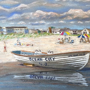 Ocean City, Nueva Jersey - Impresión artística de un dibujo original al pastel de Bix DeBaise