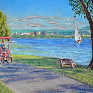 Onondaga Lake, Syracuse, NY - an art print of a Bix DeBaise original pastel drawing