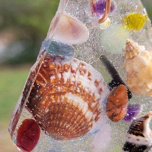 Resin necklace with real shells and stones 24 grams image 10