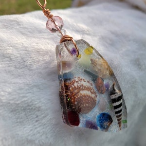 Resin necklace with real shells and stones 24 grams image 9