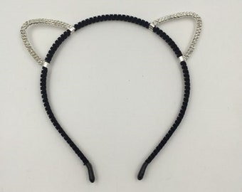 Rhinestone cat ear headdband