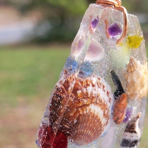 Resin necklace with real shells and stones 24 grams image 6