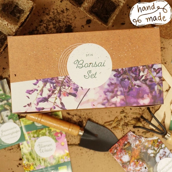 Bonsai Anzuchtset – Bonsai Starter Kit mit 4 Sorten Bonsai Baum Samen, perfektes nachhaltiges Set zu jedem Anlass, einzigartige Geschenkidee