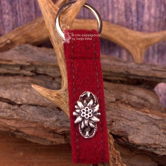 Dark Red Costume Felt Keychain Edelweiss | Etsy