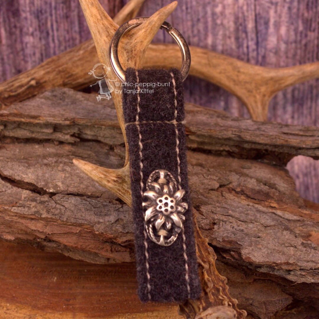 Dark Grey Costume Felt Keychain Edelweiss - Etsy