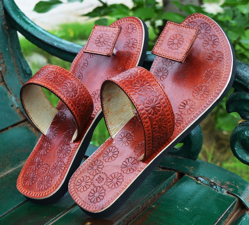 Hand Stamped Women Leather Sandals Handmade Ladies Sandal - Etsy