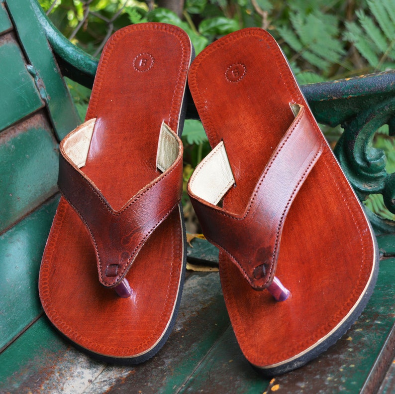 Handmade Brown Men Leather Sandals Handcrafted Gents Sandal V Etsy