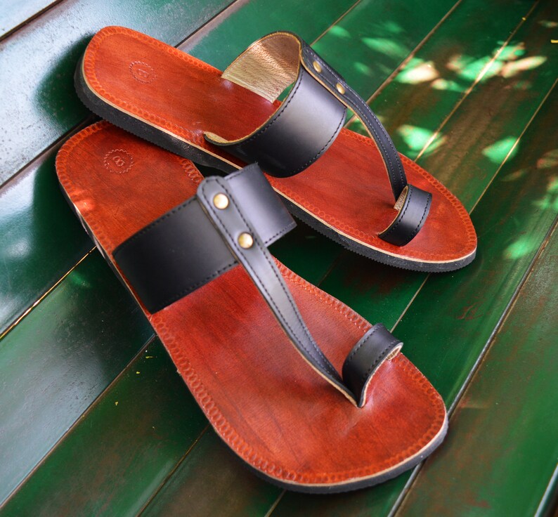 boys black leather sandals
