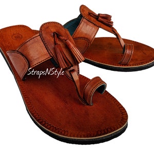 Handmade Women Leather Sandals Handcrafted Ladies Sandal Brown Strap Flip Flop Indian Dress Shoe Women Biblical Leather Sandals