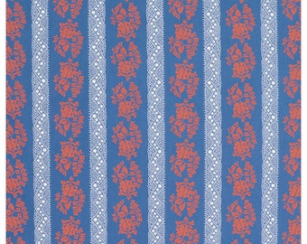 Cotton satin flowers blue/red