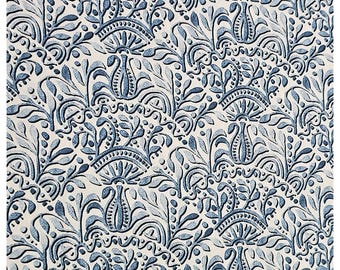 Baumwollsatin Ornamente blau und weiß
