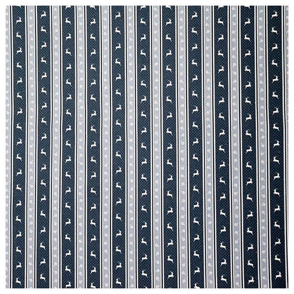 Cotton stripes with deer, blue