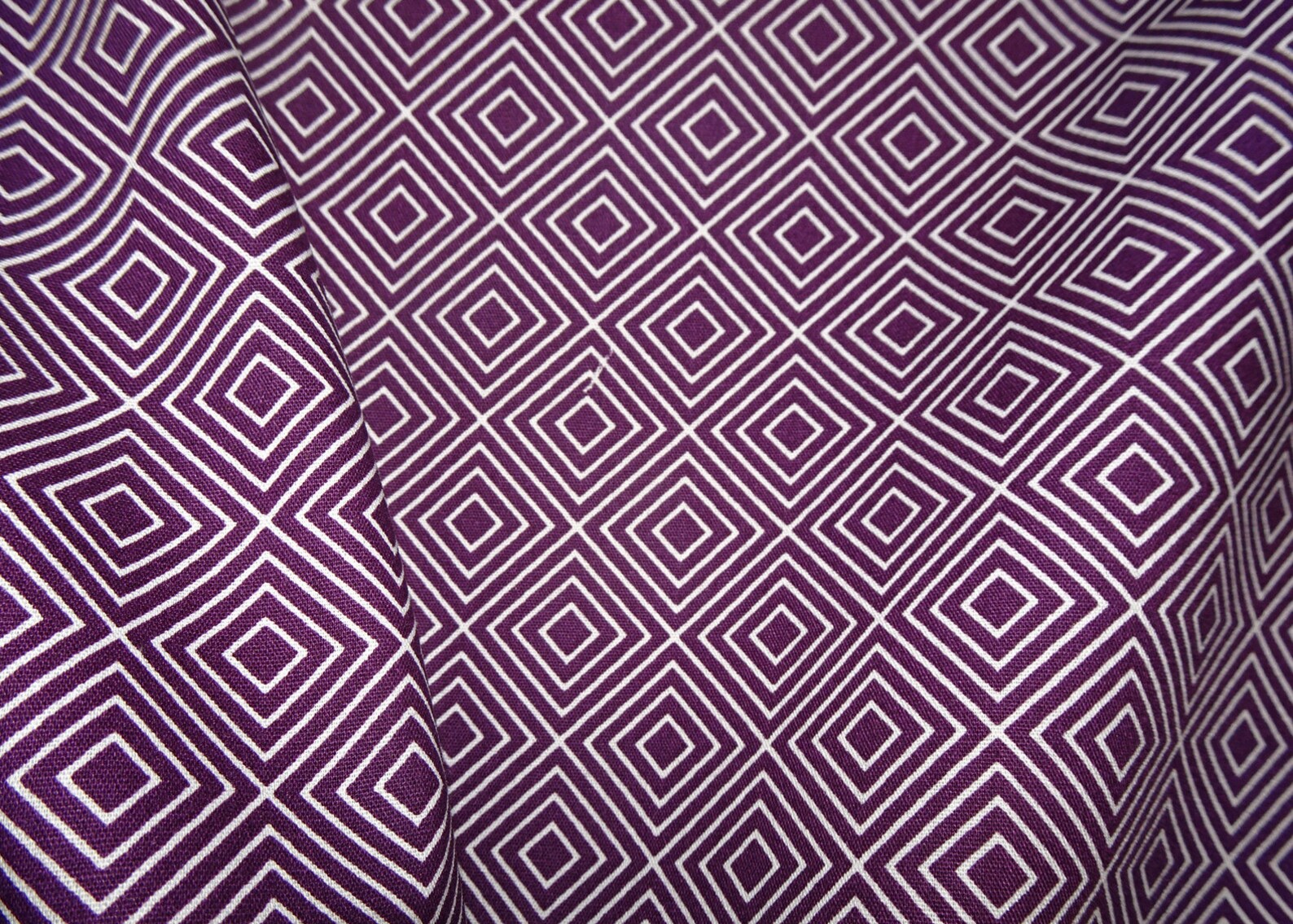 Cotton fabric geometric pattern Square purple | Etsy