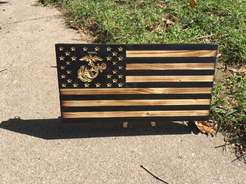 Small Marine Flag/ Marine Flag/ Engraved Marine Flag/ Wooden Etsy