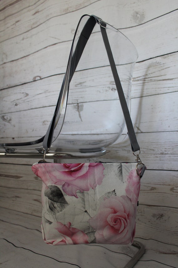 Schöne Tasche Aus Canvas Mit Origami Falten Rosagrau Geblümt