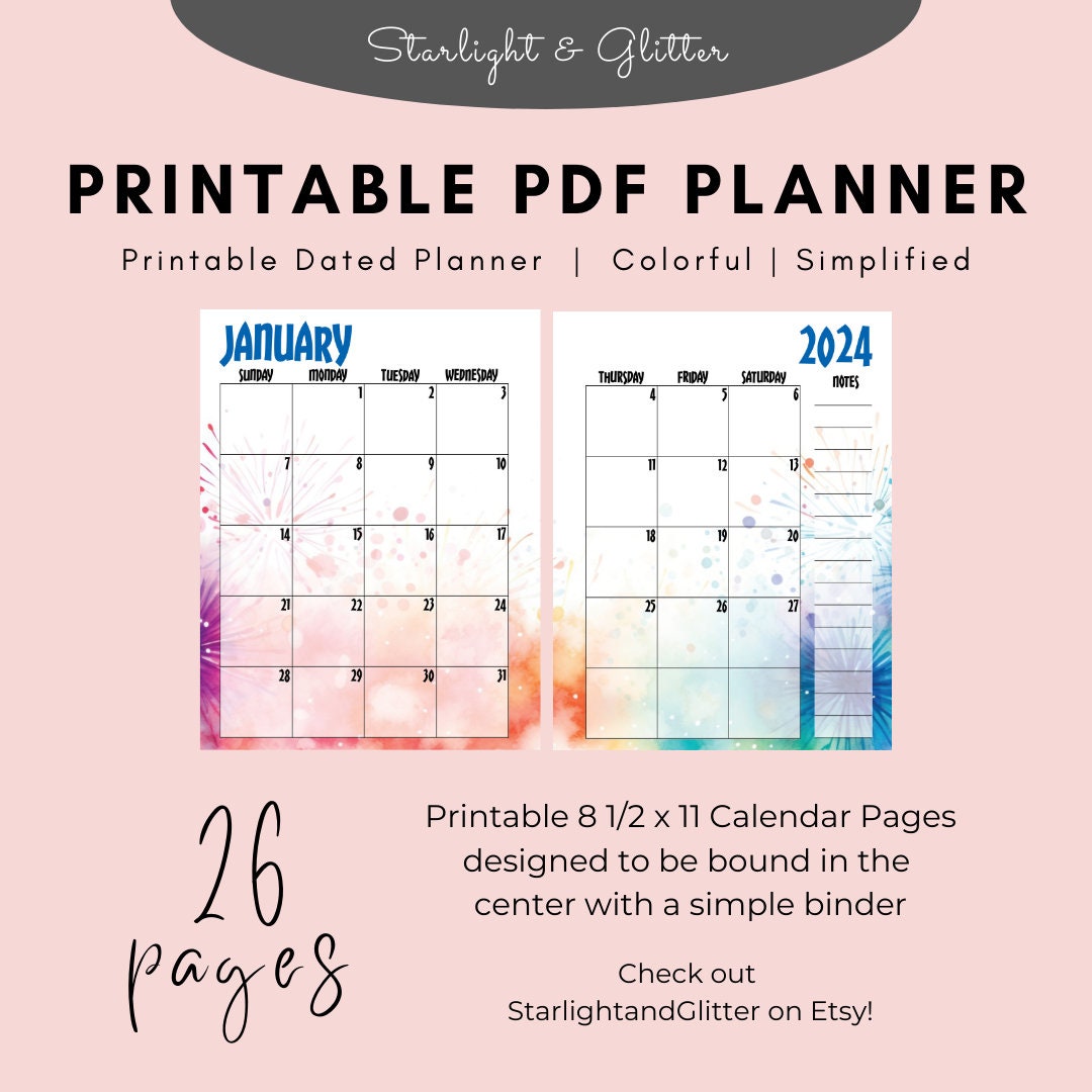 Colorful Printable Planner 2024 - Etsy