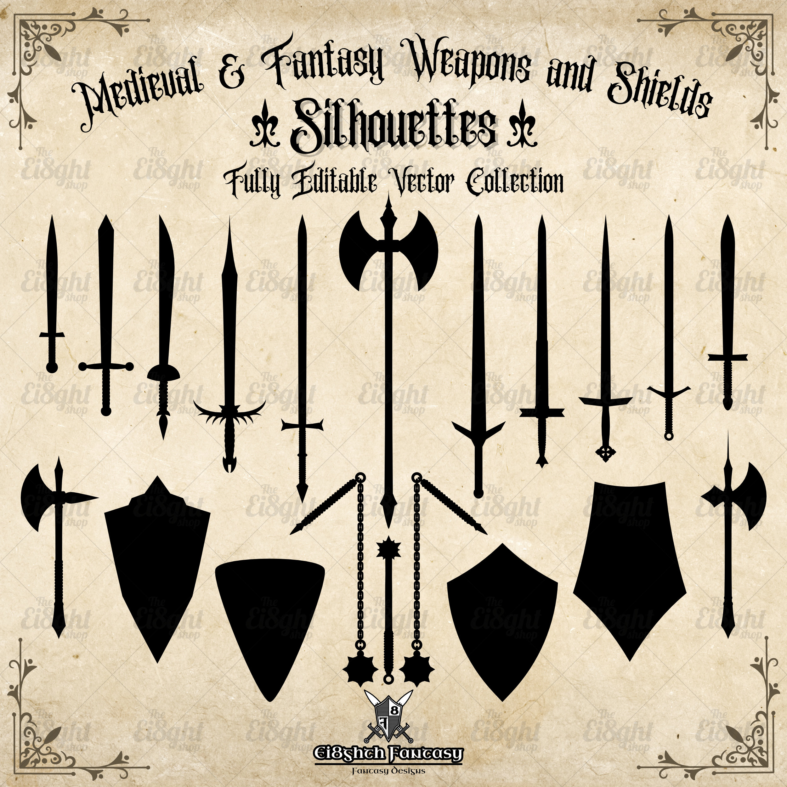 Vector Image Fantasy Sword Knight Dragon's Blade Weapon Medieval