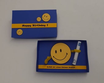 Geldgeschenkbox Smiley, Happy Birthday