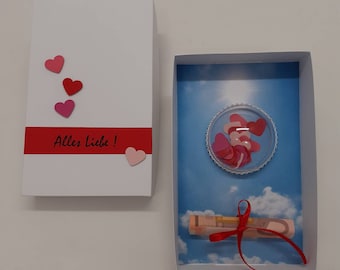 Geldgeschenkbox Herz-Bubble "Alles Liebe"