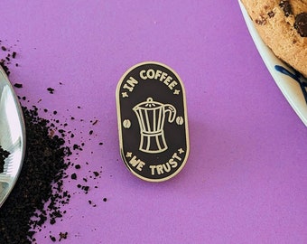 Coffee Lover Enamel Pin, Gold Plated, Espresso Gift