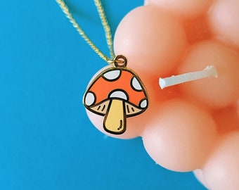 Gold Plated Mushroom Necklace, Cottage Core Gifts, Mushroom Pendant, Toadstool Necklace