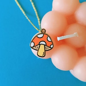 Gold Plated Mushroom Necklace, Cottage Core Gifts, Mushroom Pendant, Toadstool Necklace