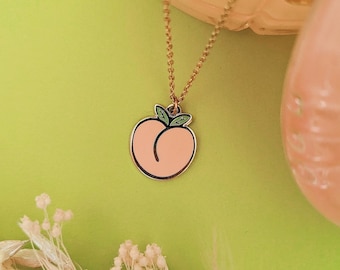 Gold Plated Peach Pendant Necklace: Fruit Jewelry Gift