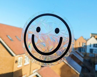 Smiling Face Suncatcher | Suncatcher Sticker | Rainbow Maker | Car Window Sticker | Window Cling