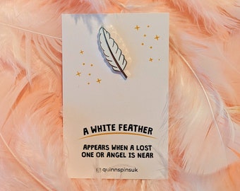 White Feather Enamel Pin Badge, Remembrance Gift, Bereavement Gift, Grief Gift,  Funeral Favors