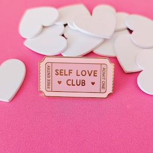 Self Love Club Enamel Pin Badge, Mental Health Pins, Self Care Gifts, Best Friend Gift, Positive Quote,