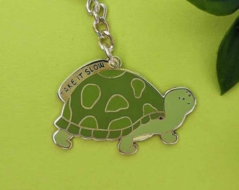 Take it Slow Tortoise sleutelhanger, geschenken voor geestelijke gezondheid, nieuwe chauffeur, Drive Safe sleutelhanger, schattige sleutelhangers