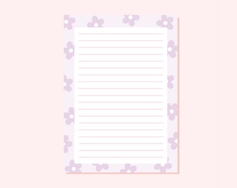 Purple Floral A6 Notepad | To Do List | Memo Pad | Journal