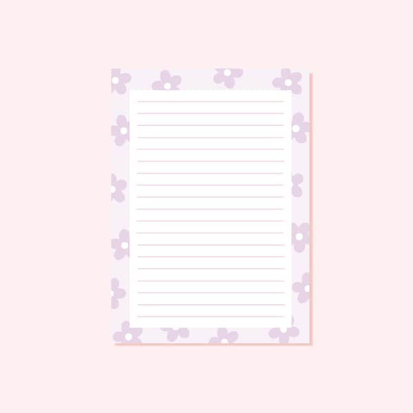 Bloc-notes A6 floral violet | Liste de tâches | Bloc-notes | Journal