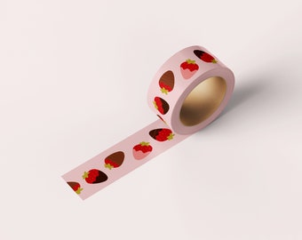 Chocolate Strawberry Washi Tape | Food Stationery, Colourful Washi Tape, Scrapbooking, Journaling, Cute Washi